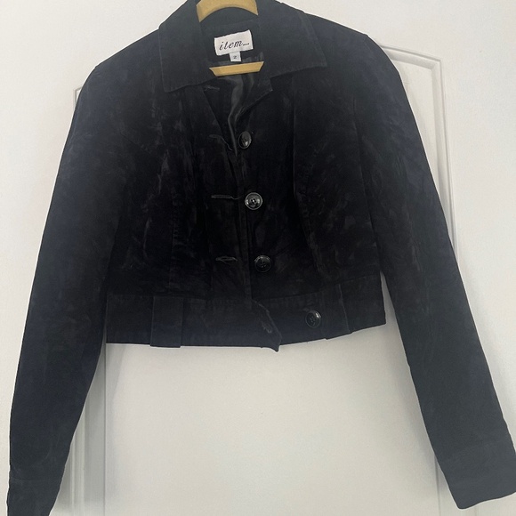 ITEM crushed black velvet blazer jacket - Picture 1 of 4